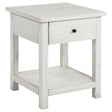 Furniture City Houma - Coaster - Payne 1-drawer Wood End Table with Shelf Distressed White - 710557