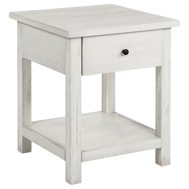 Furniture City Houma - Coaster - Payne 1-drawer Wood End Table with Shelf Distressed White - 710557