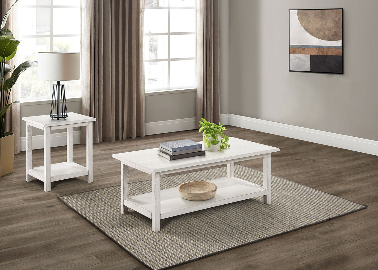 Furniture City Houma - Coaster - Payne 2-piece Coffee and End Table Set Distressed White - 710558-S2A