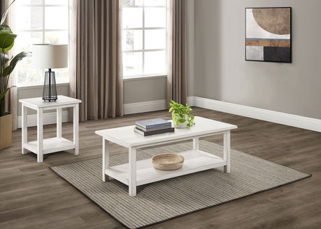 Furniture City Houma - Coaster - Payne 2-piece Coffee and End Table Set Distressed White - 710558-S2A