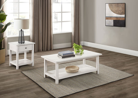 Furniture City Houma - Coaster - Payne 2-piece Coffee and 1-drawer End Table Set White - 710558-S2