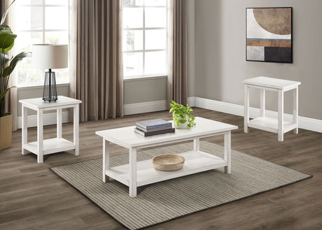 Furniture City Houma - Coaster - Payne 3-piece Coffee and End Table Set Distressed White - 710558-S3A
