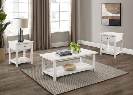 Furniture City Houma - Coaster - Payne 3-piece Coffee and 1-drawer End Table Set White - 710558-S3
