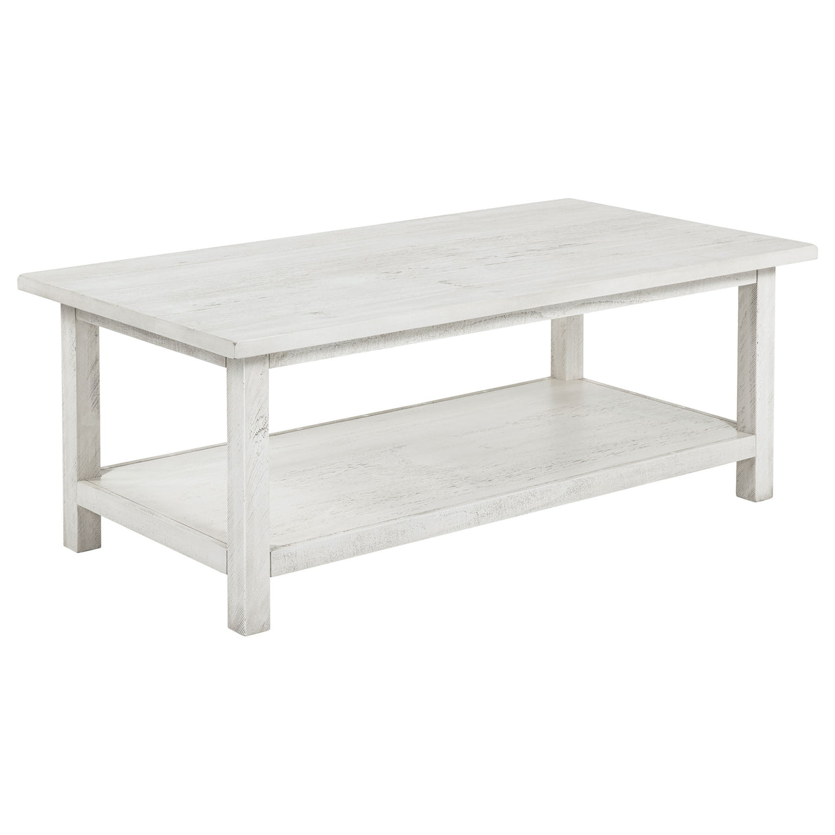Furniture City Houma - Coaster - Payne Wood Coffee Table with Shelf Distressed White - 710558