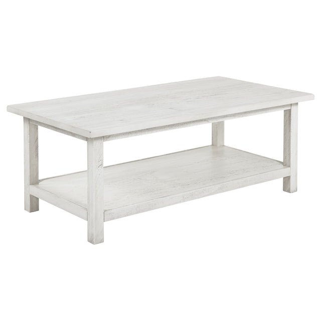 Furniture City Houma - Coaster - Payne Wood Coffee Table with Shelf Distressed White - 710558