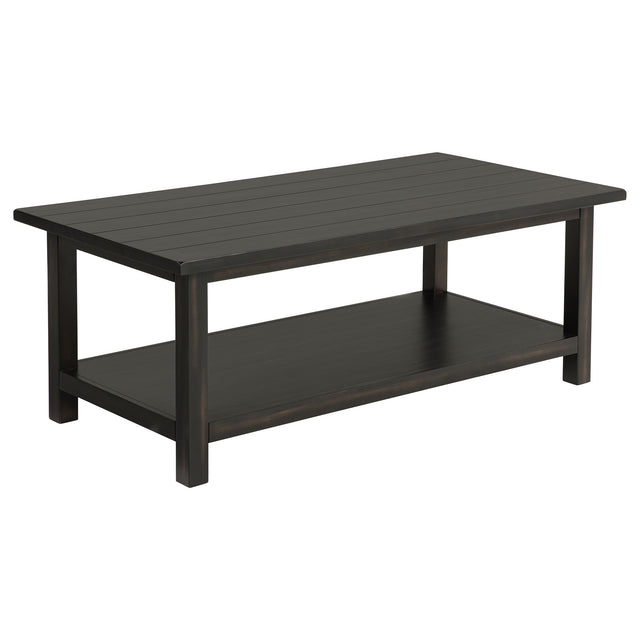 Furniture City Houma - Coaster - Payne Wood Coffee Table with Shelf Distressed Java - 710568