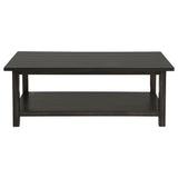 Payne Wood Coffee Table with Shelf Distressed Java