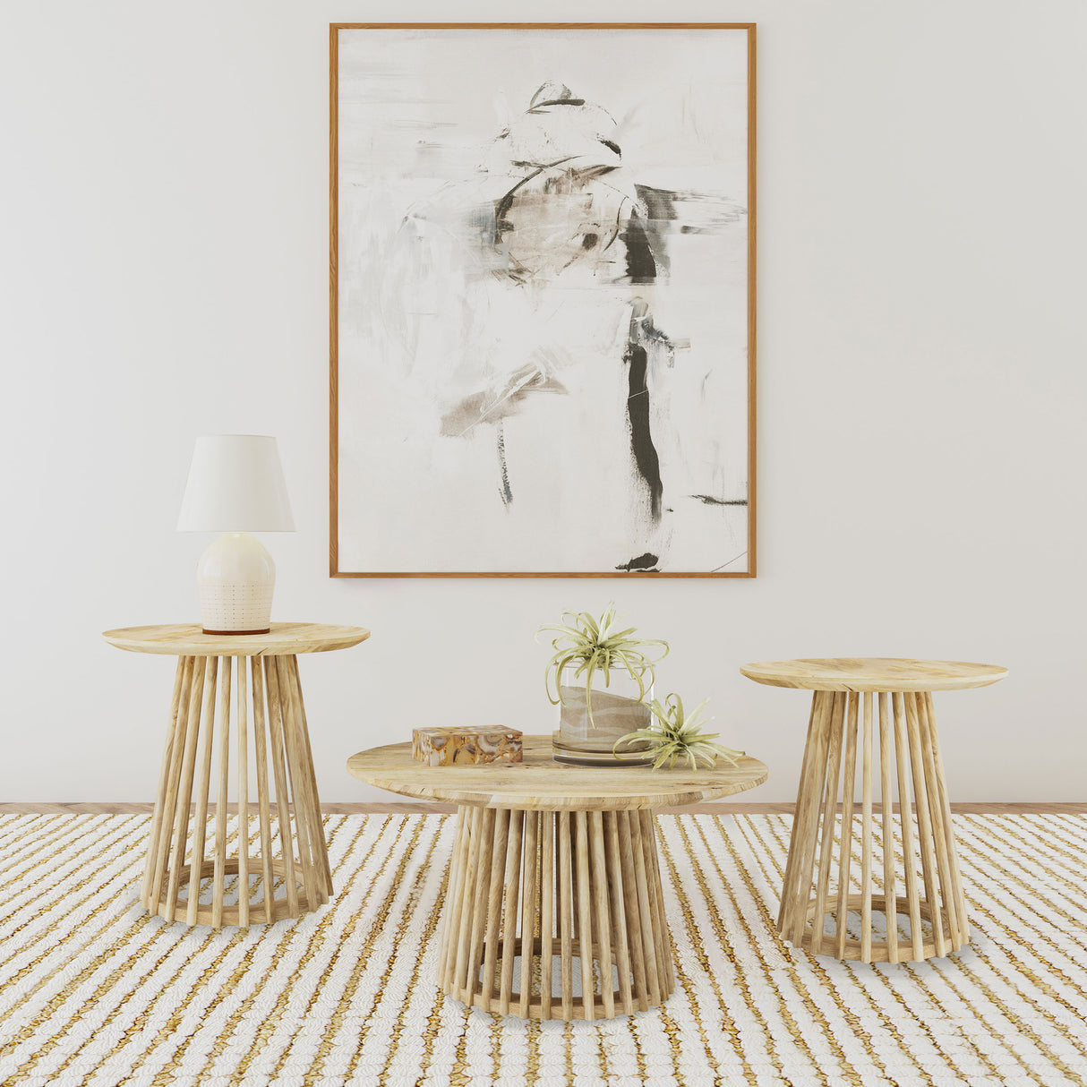 Furniture City Houma - Coaster - Touhy 3-piece Round Coffee and End Table Set Natural Mango - 710608-S3
