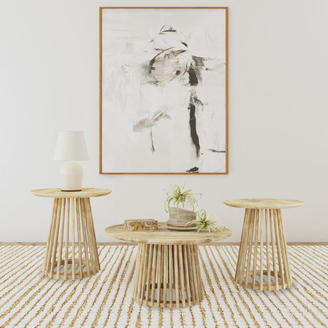 Furniture City Houma - Coaster - Touhy 3-piece Round Coffee and End Table Set Natural Mango - 710608-S3