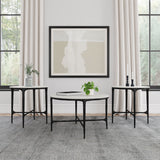 Furniture City Houma - Coaster - Hermas 3-piece Round Marble Coffee and End Table Set White - 710738-S3