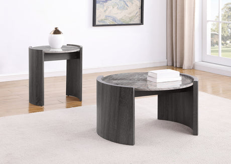 Furniture City Houma - Coaster - Gladstone 2-piece Coffee and End Table Set Distressed Grey - 710758-S2