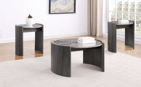 Furniture City Houma - Coaster - Gladstone 3-piece Coffee and End Table Set Distressed Grey - 710758-S3