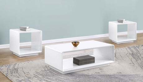Furniture City Houma - Coaster - Paseo 3-piece Coffee and End Table Set White High Gloss - 710768-S3