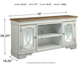 Realyn - XL TV Stand w/Fireplace Option - Chipped White