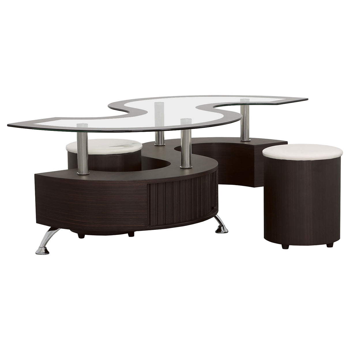 Furniture City Houma - Coaster - Buckley 3-piece Coffee Table and Stools Set Cappuccino - 720218