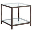Furniture City Houma - Coaster - Trini 1-shelf Glass Top Side End Table Black Nickel - 720227