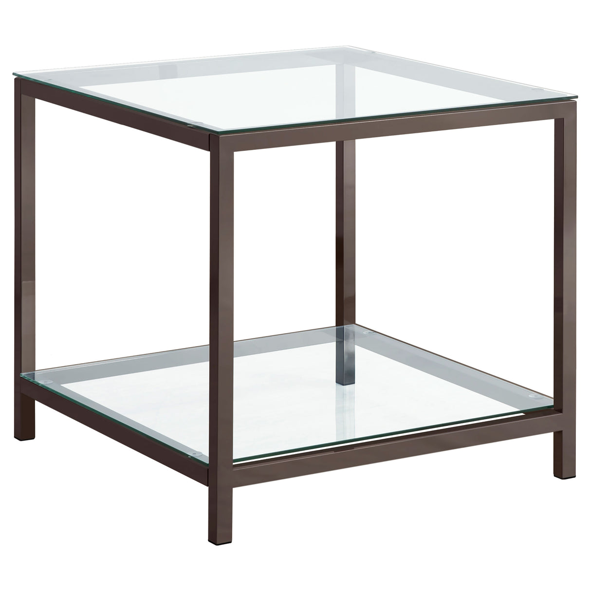 Furniture City Houma - Coaster - Trini 1-shelf Glass Top Side End Table Black Nickel - 720227