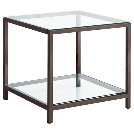 Furniture City Houma - Coaster - Trini 1-shelf Glass Top Side End Table Black Nickel - 720227