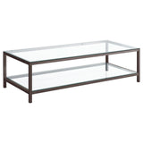 Furniture City Houma - Coaster - Trini 1-shelf Glass Top Coffee Table Black Nickel - 720228