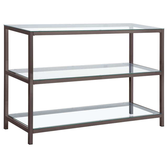 Furniture City Houma - Coaster - Trini 2-shelf Glass Top Entryway Console Table Black Nickel - 720229