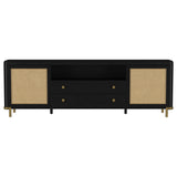 Arini Rattan Cane 2-door TV Stand Media Console Black