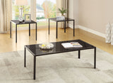 Furniture City Houma - Coaster - Brock Rectangular Glass Top Coffee Table Set Black - 720457