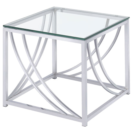 Furniture City Houma - Coaster - Lille Square Glass Top Side End Table Chrome - 720497