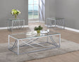 Furniture City Houma - Coaster - Lille 3-piece Glass Top Coffee End Sofa Table Set Chrome - 720498-S3