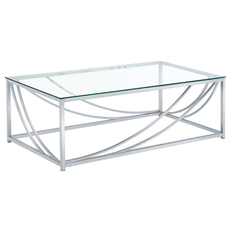 Furniture City Houma - Coaster - Lille Rectangular Glass Top Coffee Table Chrome - 720498