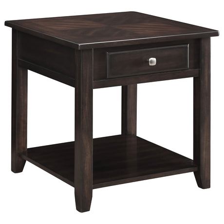 Furniture City Houma - Coaster - Bradford 1-drawer Square Wood End Table Walnut - 721037