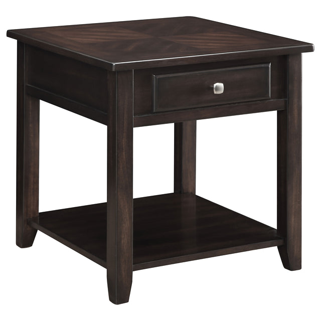 Furniture City Houma - Coaster - Bradford 1-drawer Square Wood End Table Walnut - 721037