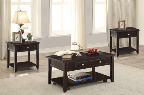 Furniture City Houma - Coaster - Bradford 3-piece Lift Top Coffee and End Table Set Walnut - 721038-S3