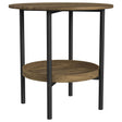 Furniture City Houma - Coaster - Delfin Round Glass Top Side End Table Black and Brown - 721617
