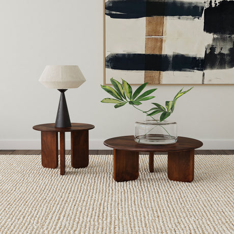 Furniture City Houma - Coaster - Dale 2-piece Solid Wood Coffee and End Table Set Brown - 721998-S2