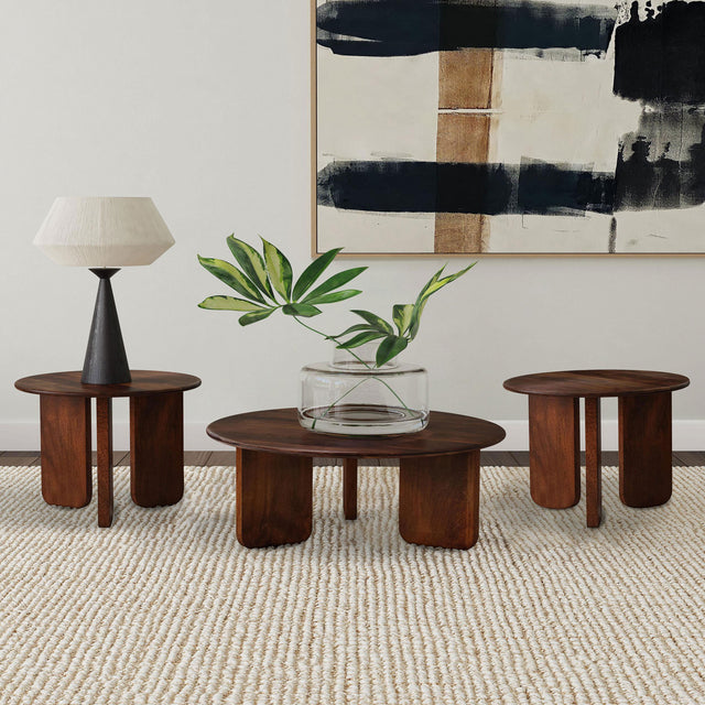 Furniture City Houma - Coaster - Dale 3-piece Solid Wood Coffee and End Table Set Brown - 721998-S3