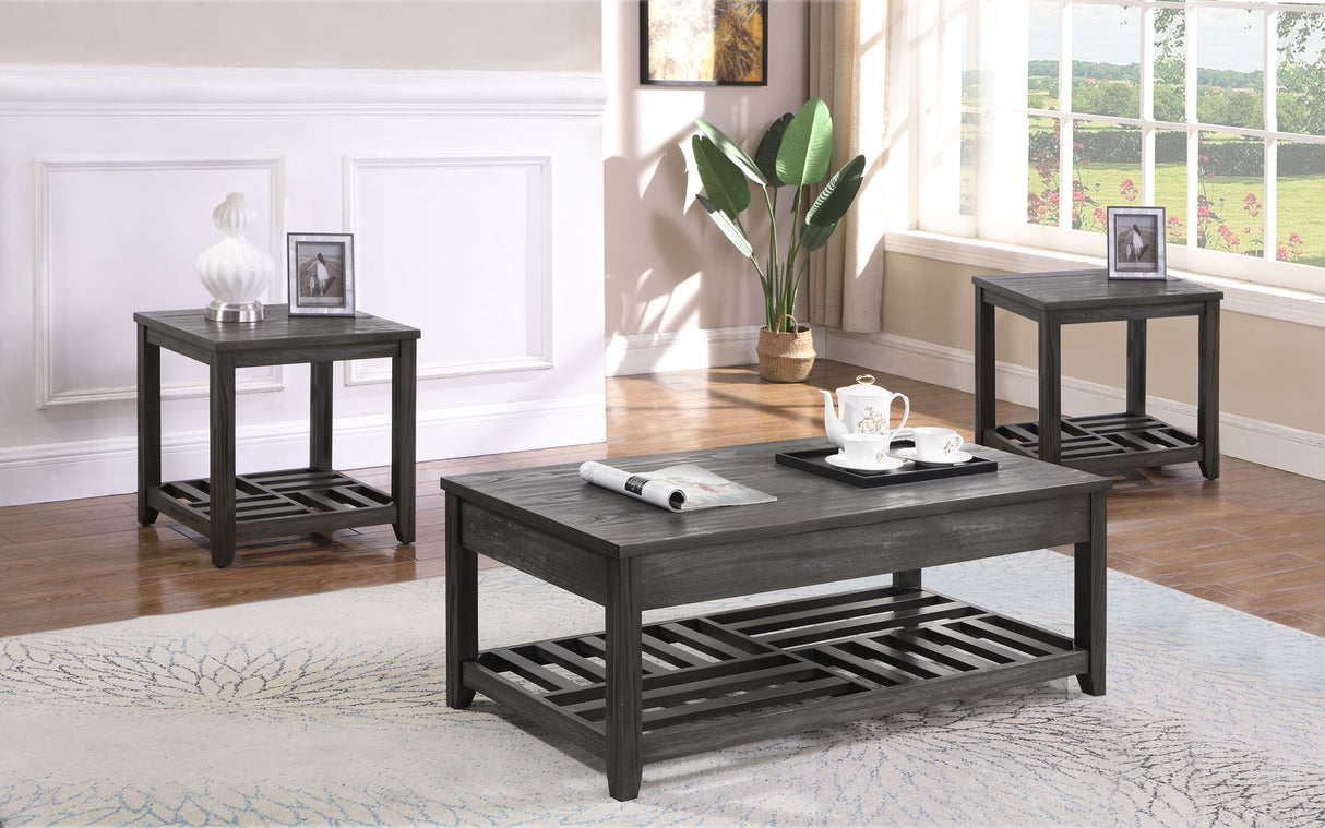Furniture City Houma - Coaster - Cliffview 3-piece Lift Top Coffee and End Table Set Grey - 722288-S3
