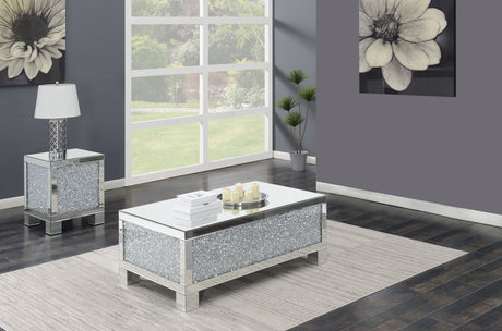 Furniture City Houma - Coaster - Gillian 2-piece Mirrored Coffee and End Table Set Silver - 722498-S2