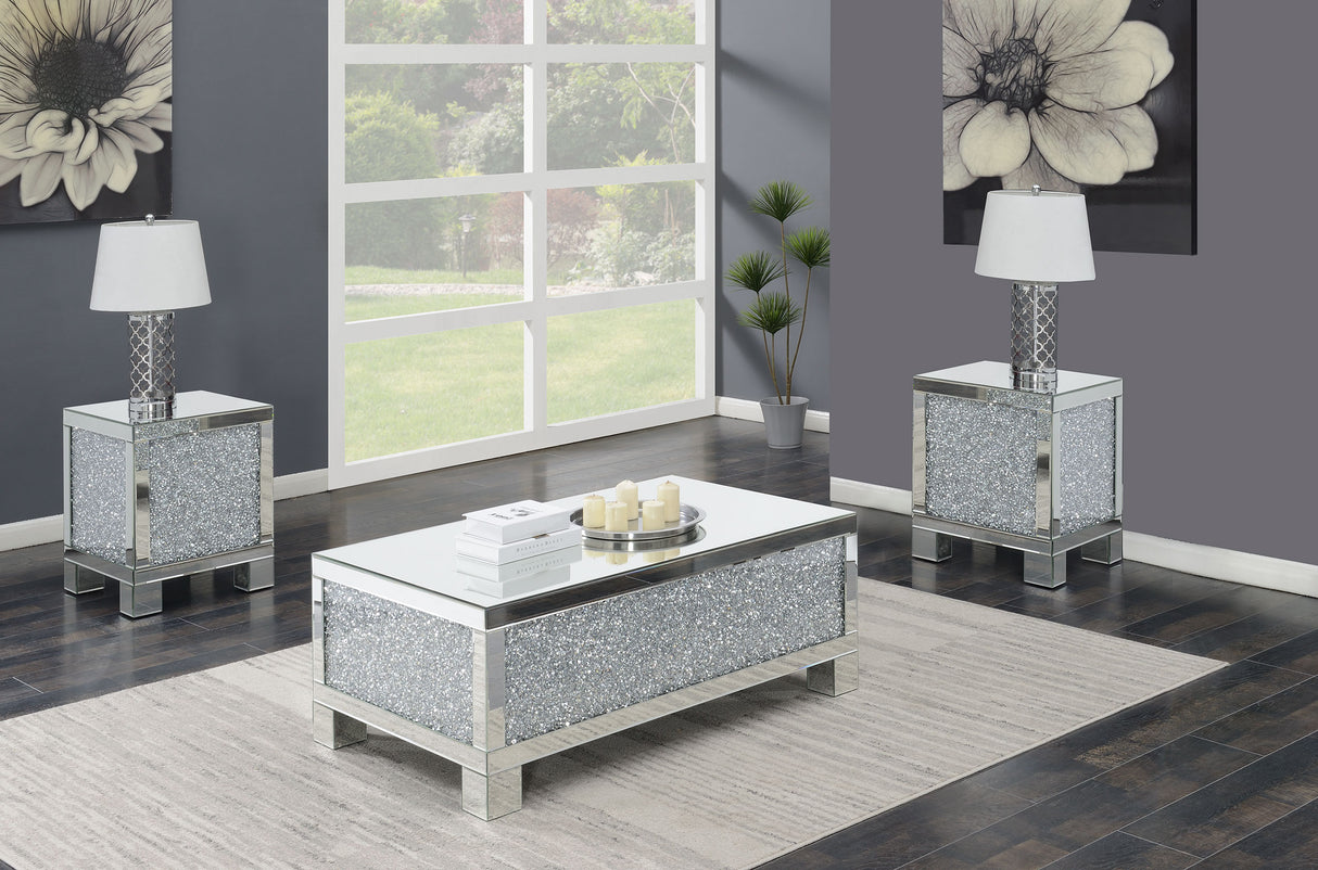 Furniture City Houma - Coaster - Gillian 3-piece Mirrored Coffee and End Table Set Silver - 722498-S3