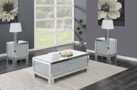 Furniture City Houma - Coaster - Gillian 3-piece Mirrored Coffee and End Table Set Silver - 722498-S3