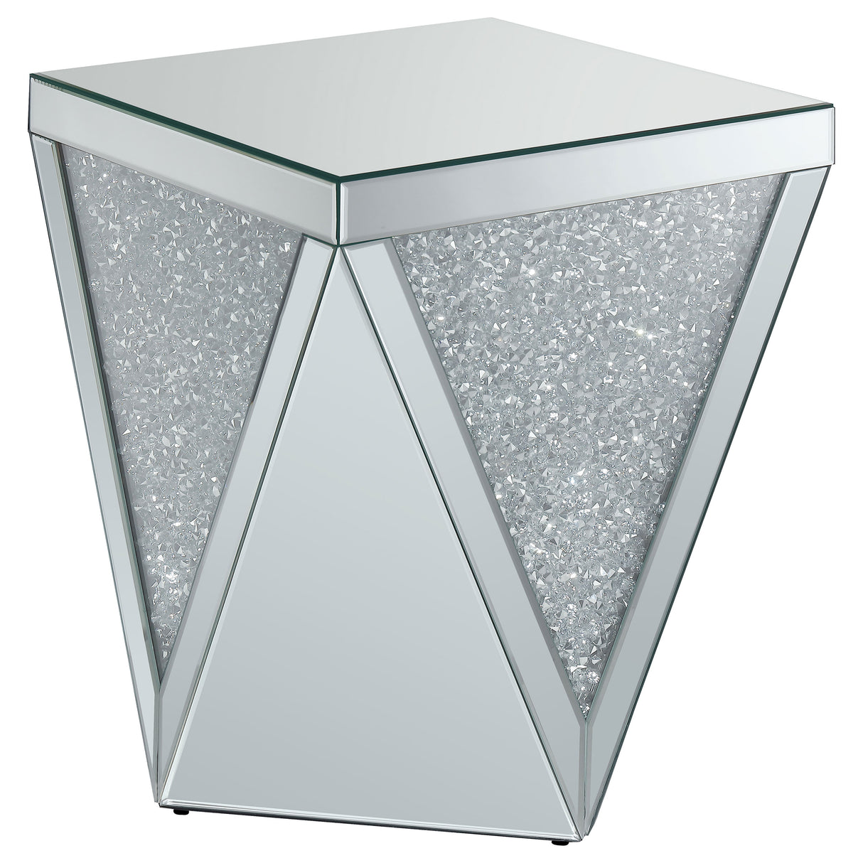 Furniture City Houma - Coaster - Amore Square Mirrored Acrylic Crystal Side End Table Silver - 722507