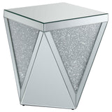 Furniture City Houma - Coaster - Amore Square Mirrored Acrylic Crystal Side End Table Silver - 722507