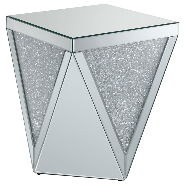 Furniture City Houma - Coaster - Amore Square Mirrored Acrylic Crystal Side End Table Silver - 722507