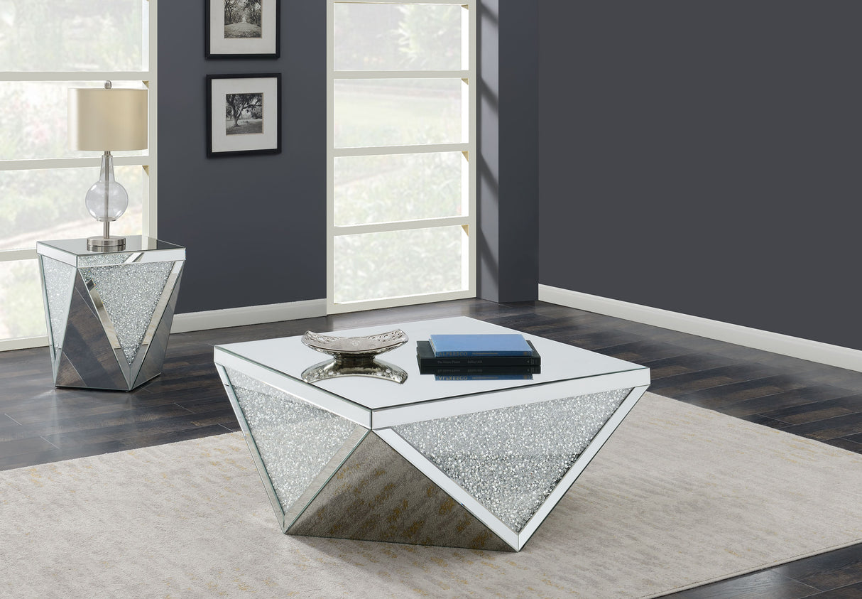 Furniture City Houma - Coaster - Amore 2-piece Mirrored Coffee and End Table Set Silver - 722508-S2