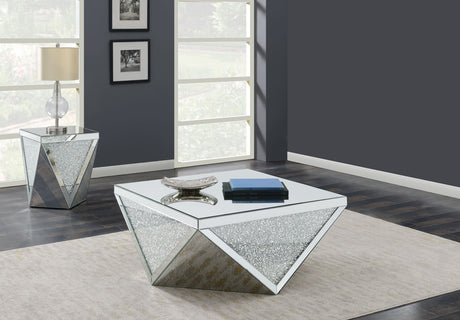 Furniture City Houma - Coaster - Amore 2-piece Mirrored Coffee and End Table Set Silver - 722508-S2