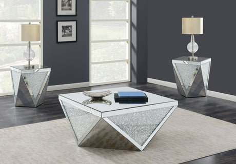 Furniture City Houma - Coaster - Amore 3-piece Mirrored Coffee and End Table Set Silver - 722508-S3