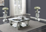 Furniture City Houma - Coaster - Amalia 3-piece Mirrored Coffee and End Table Set Silver - 722518-S3