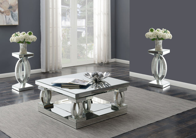 Furniture City Houma - Coaster - Amalia 3-piece Mirrored Coffee and End Table Set Silver - 722518-S3