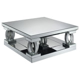 Amalia 3-piece Mirrored Coffee and End Table Set Silver