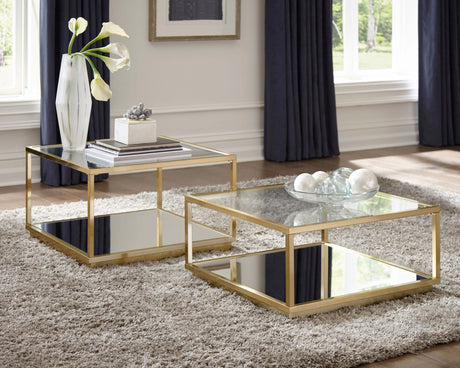 Furniture City Houma - Coaster - Renee 2-piece Square Coffee Table Set Rose Brass - 722660