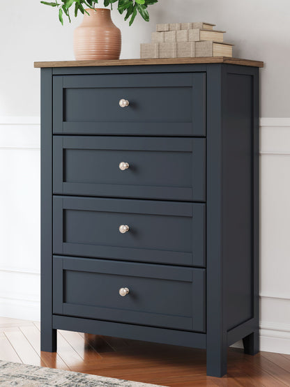 Landocken - Four Drawer Chest - Brown / Blue